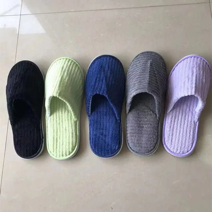 5 Pairs Mix Color Disposable Hotel Slippers – Cotton Non-Slip Slides for Men & Women Home, Travel, SPA & Hospitality Use
