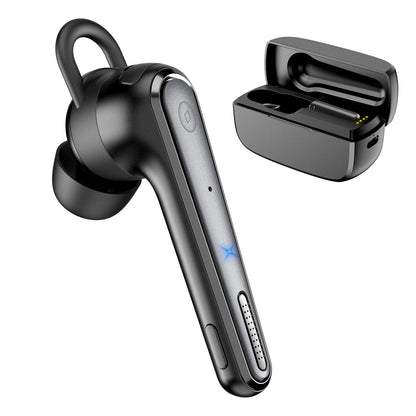 New Bee M52 Bluetooth 5.0 Headset – Wireless Single-Ear Business Earbuds with Dual Mic, Mute Function, 500mAh Charging Case for Driving Handsfree