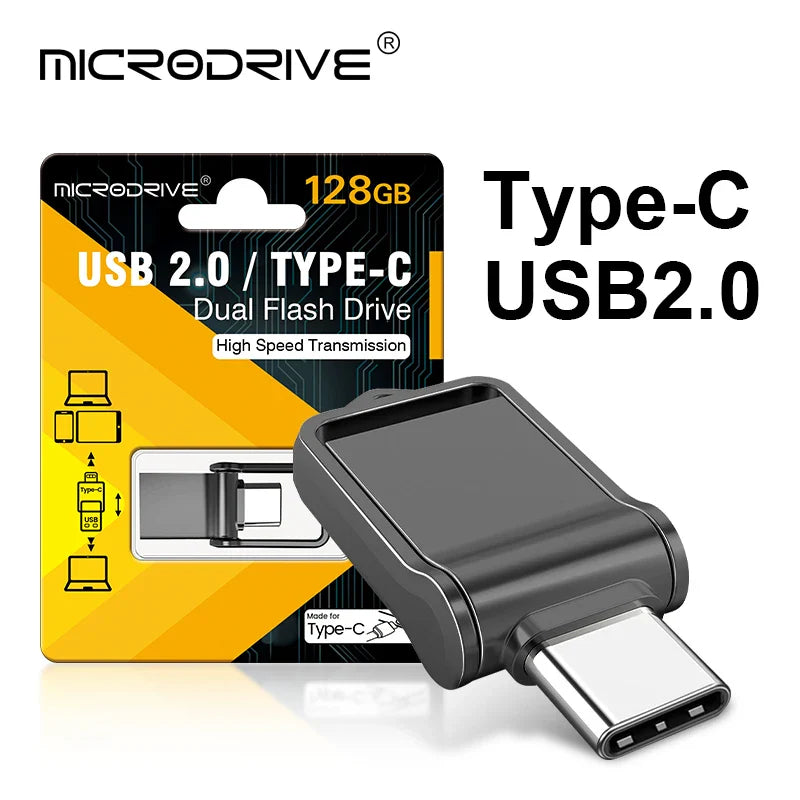 Type-C USB OTG Flash Drive Mini Pen Drive – USB 2.0 Memory Stick 8GB/16GB/32GB/128GB/256GB/512GB Storage for Phone & PC