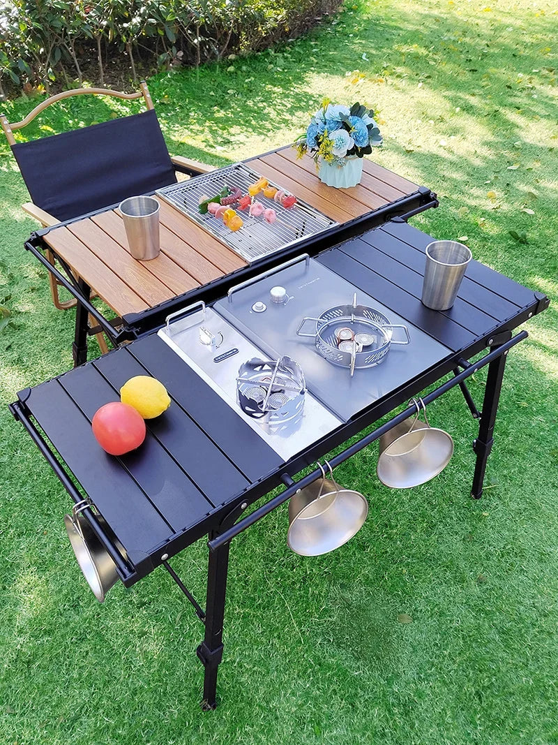 Lohascamping Folding IGT Table – Lightweight Portable Roll Table with Adjustable Legs for BBQ, Desktop Burner & Backpacking