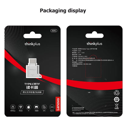 D201 USB-C Card Reader 480Mbps – OTG Type-C Adapter for Micro SD/TF Cards Up to 512GB for Laptop & Smartphone