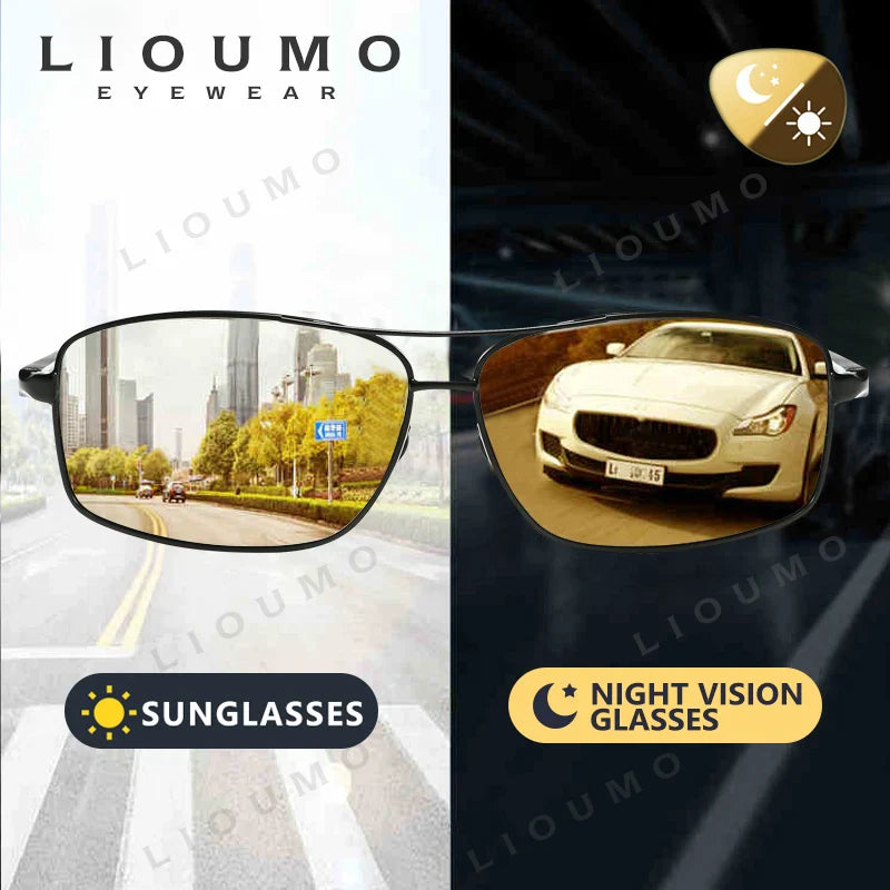 LIOUMO Polarized Photochromic Driving Sunglasses – Chameleon Night Vision Goggles for Men & Women