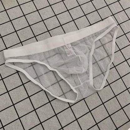 Ultra-Thin Transparent Mesh Men's Briefs - Quick-Dry See-Through Underwear Plus Size