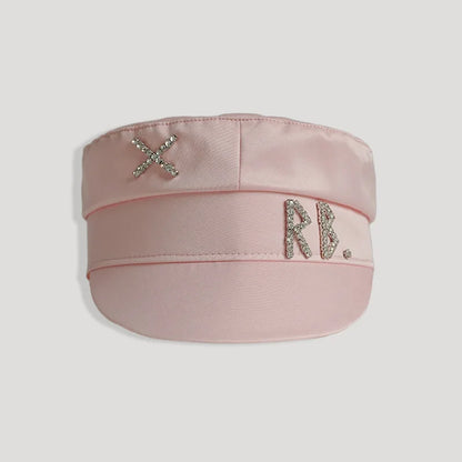 Designer Women’s Winter Newsboy Cap – Diamond Letter Baker Boy Hat with Visor, Stylish Warm Fashion Hat