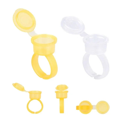 50PCS Tattoo Ink Ring Cups with Lid – Pigment Holder Containers for Eyelash Extension, Microblading & Permanent Makeup
