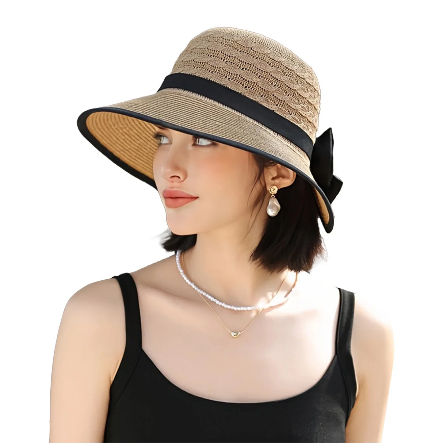 Women’s Wide Brim Straw Sun Hat – Summer Beach Vacation Hat with Sun Protection for Spring, Summer & Fall