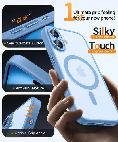 Matte Magnetic Translucent Armor Case - Shockproof MagSafe Cover for iPhone 11-17 Pro Max, Plus & Wireless Charging