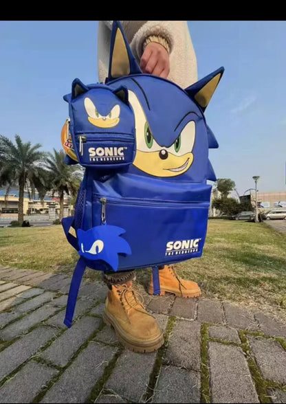 2Pcs Blue Backpack Set — Large & Small School Bags Student Laptop Bag Black Shadow Amy Rose Cosplay Gift