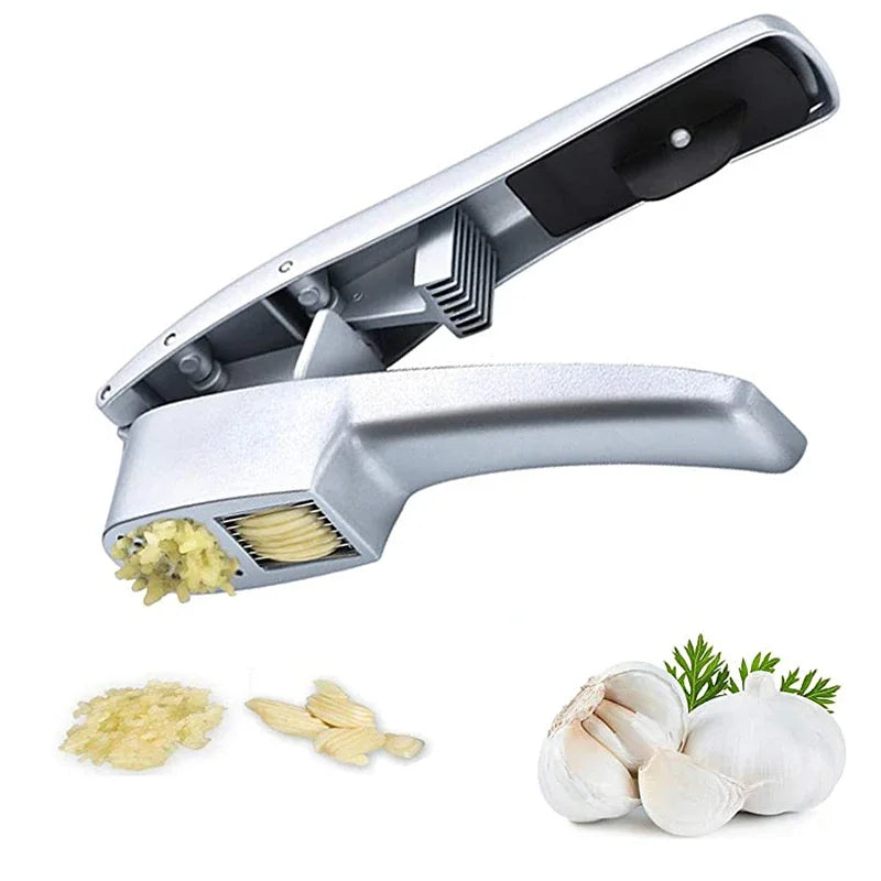 Premium Zinc Alloy Garlic Press & Chopper - Manual Kitchen Gadget for Effortless Garlic Preparation