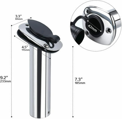 2X Stainless Steel Flush Mount Boat Fishing Rod Holder — 30° Rod Pod for Marine Boats