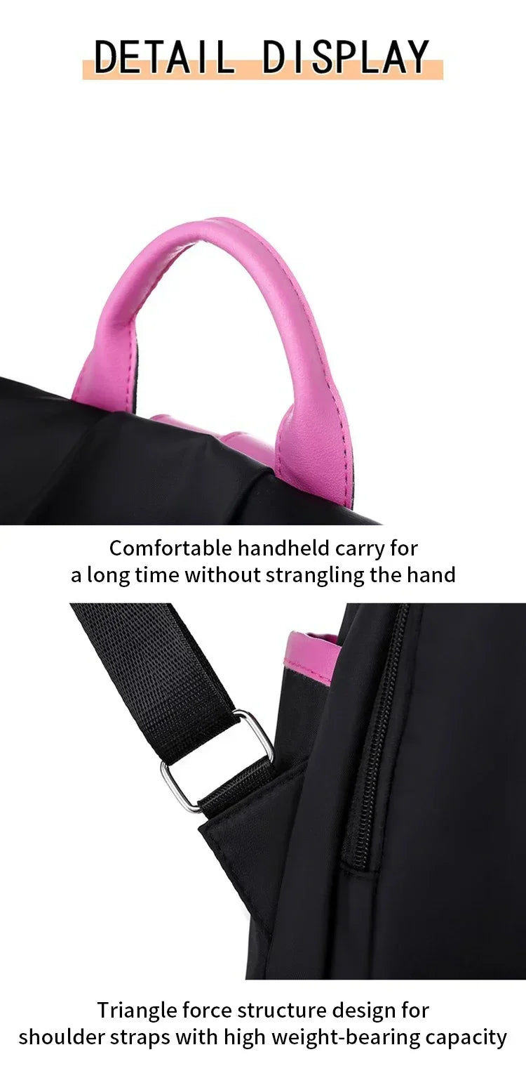 Oxford Fabric Large Capacity Backpack - Multi-Layer Storage, Solid Color Fashion Backpack for Women