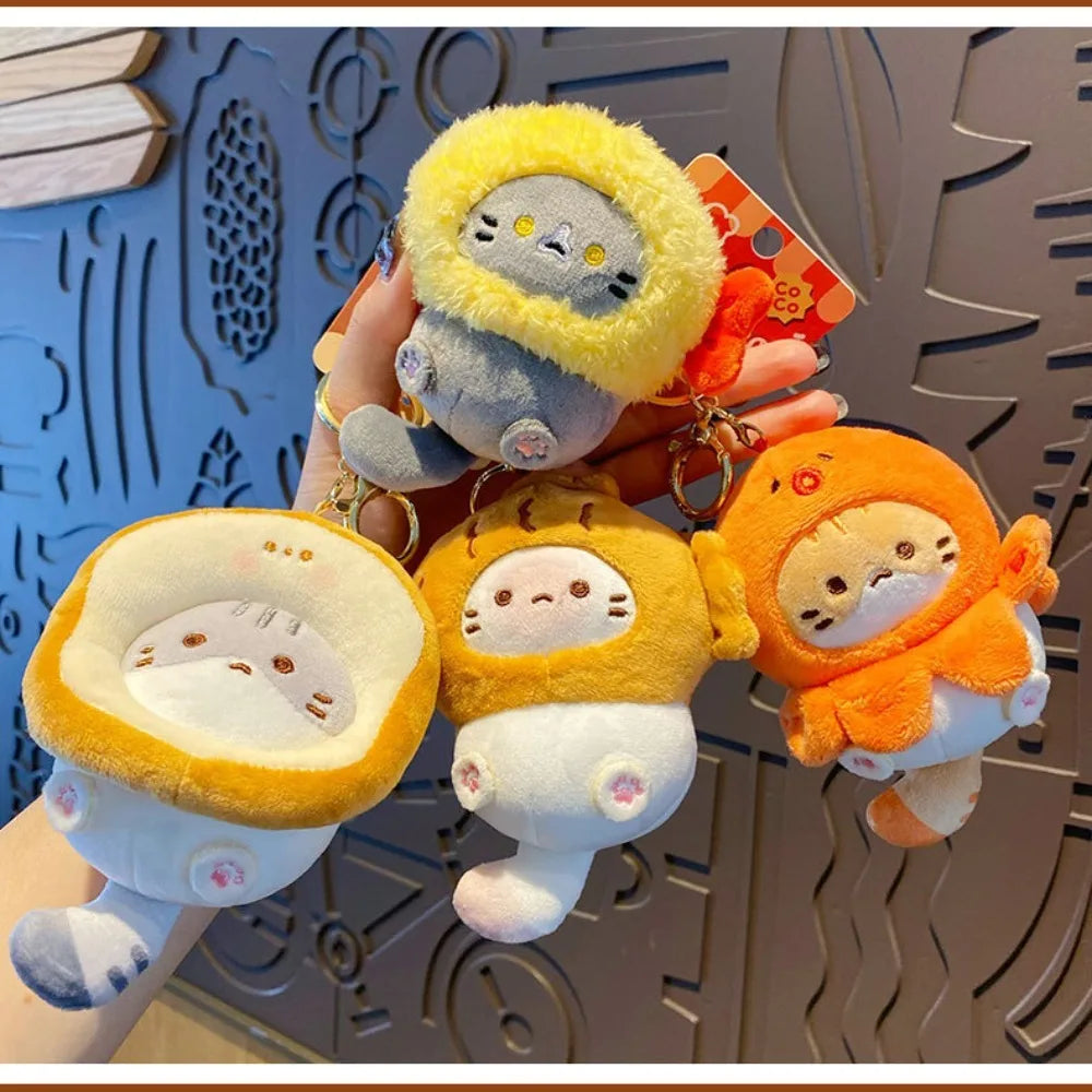 Plush Cocoa Cat Snapper Keychain – Cute Soft Doll Pendant, Exquisite Schoolbag Charm Accessory