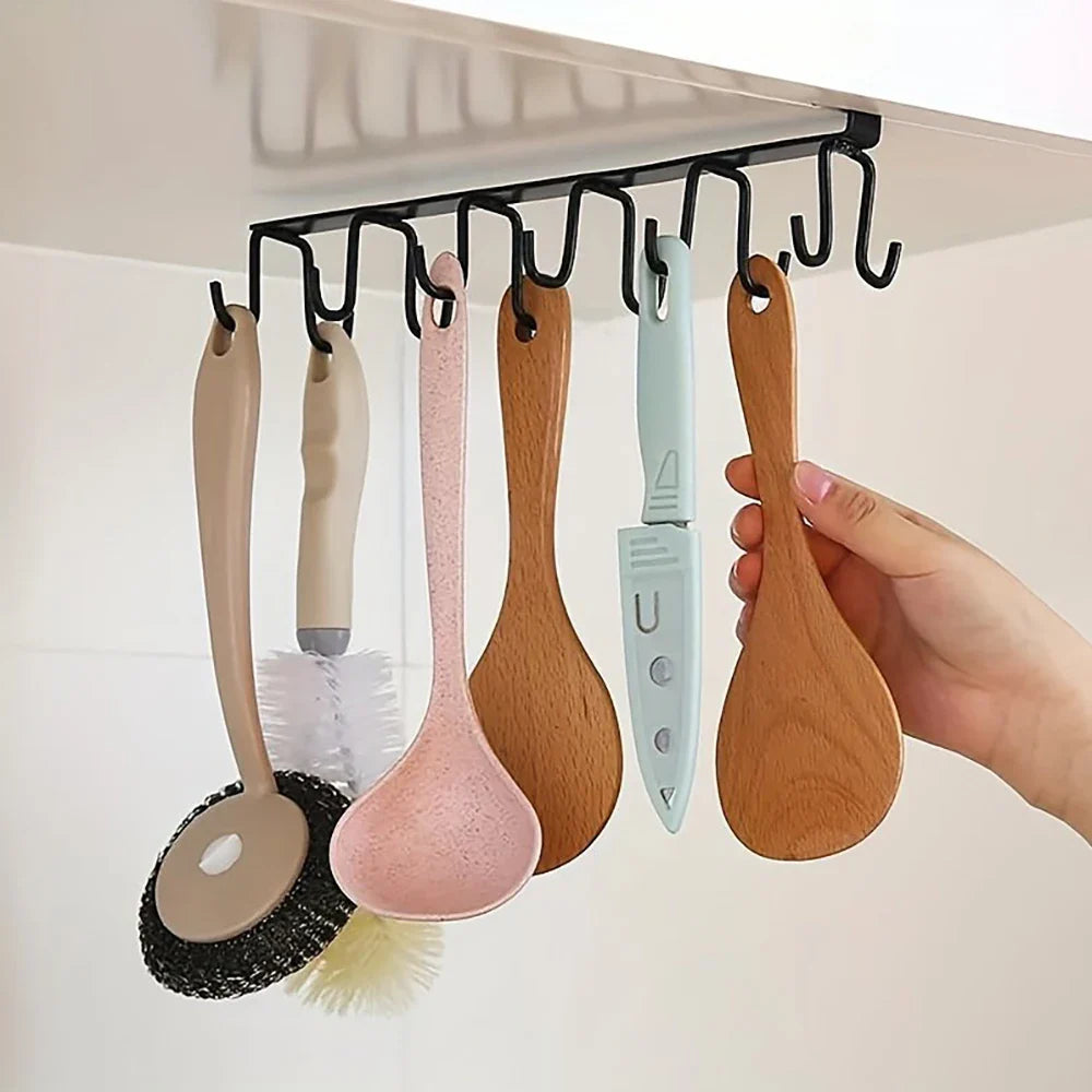 Cabinet Mug Hook – 6/12-Hook Hanging Cup Holder & Multifunctional Wardrobe Organizer for Space Saving