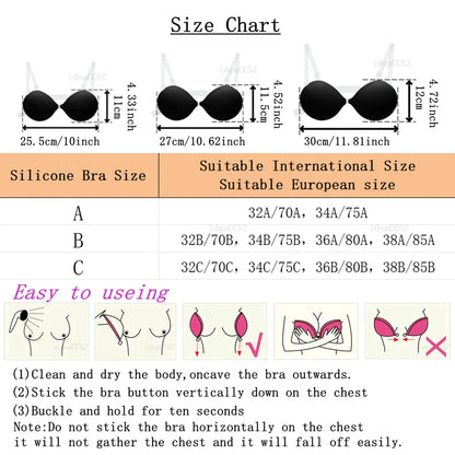 5CM Thick Women’s Invisible Push-Up Bra – Backless Adhesive Lingerie with Transparent Strap for Wedding & Small Bust Lift
