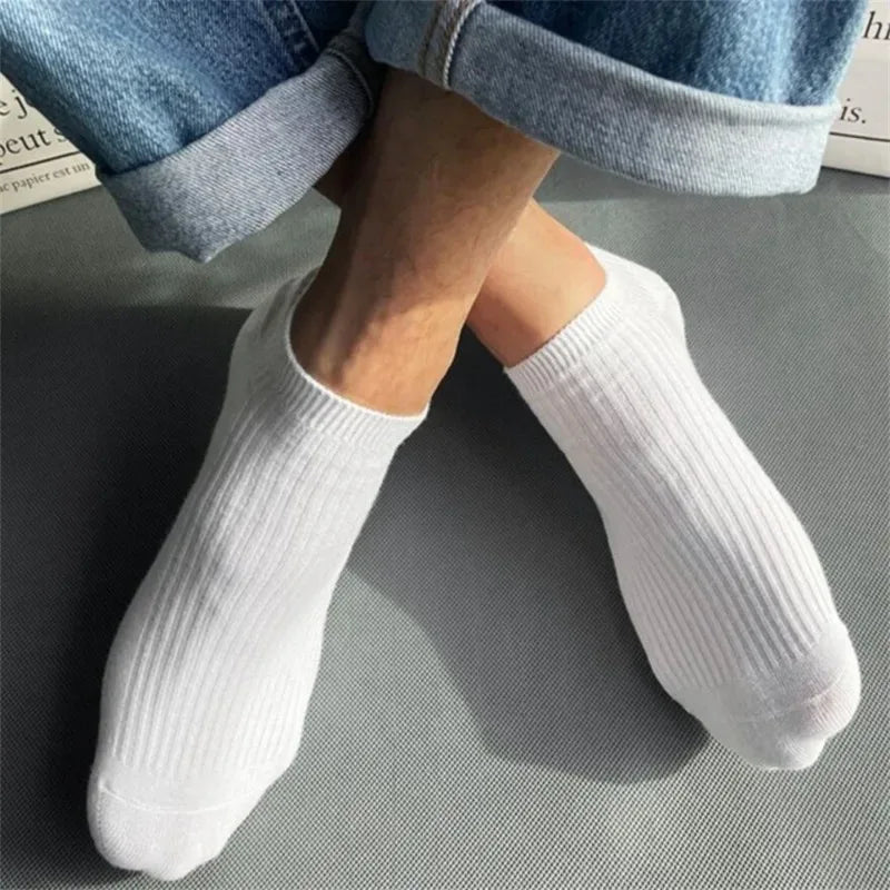 5 Pairs Women’s Ankle Socks Pack – 100% Cotton Invisible Low Cut Boat Socks, Sweat-Absorbing Breathable White Socks for Daily Wear