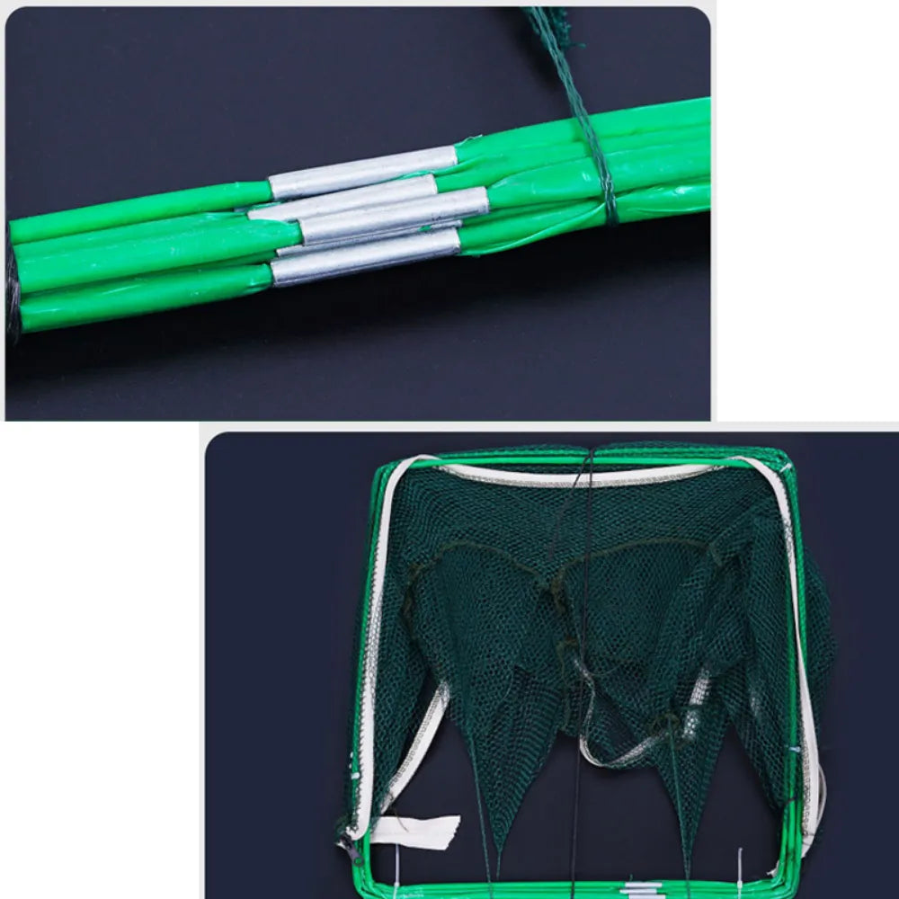 Folding Mesh Fishing Net Tackle - Crayfish Catcher Casting Cage for Crab, Shrimp, Smelt, Eels Traps