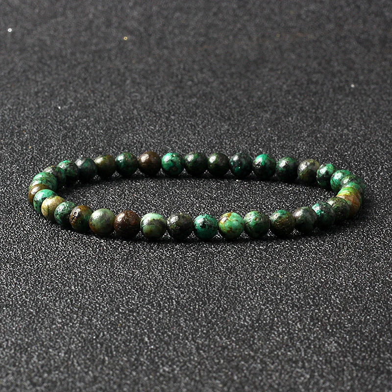4mm Natural Stone Bead Stretch Bracelet for Men & Women – Agate Lava Handmade Reiki Crystal Jewelry