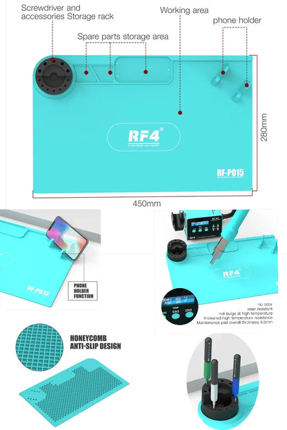 RF4 Trinocular Stereo Microscope Set – 360° Rotation Articulating Arm Stand, Phone Soldering & PCB Repair, Model RF7050TVPRO-F019