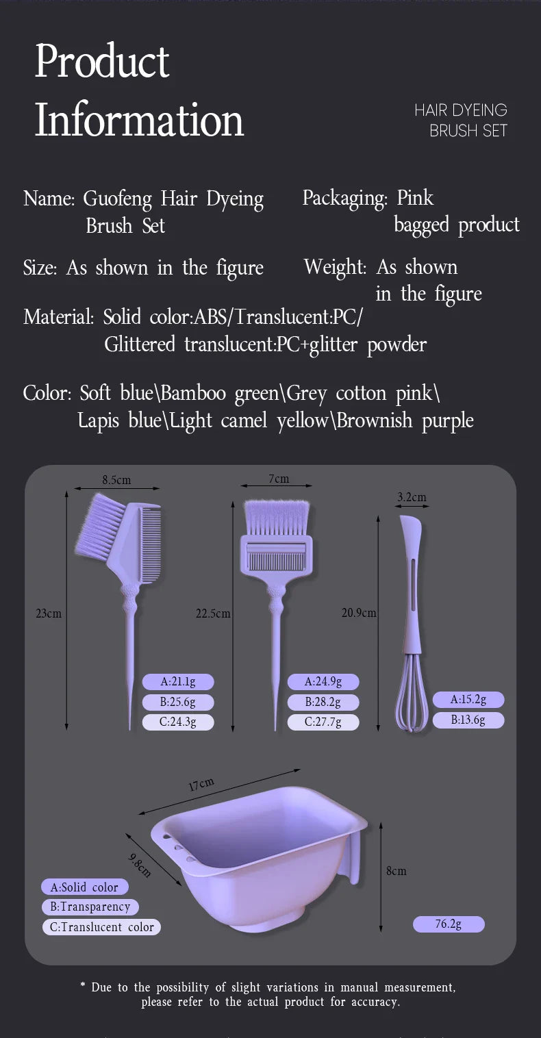 4-Piece Professional Hair Dyeing Set – Tinting Bowls with Brushes, Large Capacity Reusable DIY Hair Styling Tools