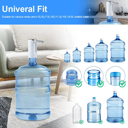 Electric Foldable Water Pump — Automatic Rechargeable Dispenser for 19L Gallon Bottles, Desktop Drinking Water Pump