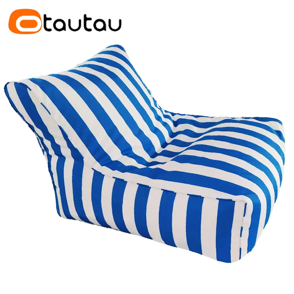 OTAUTAU Outdoor Striped Bean Bag Pouf Cover – No Filler Floating Sofa Bed for Pool, Beach & Garden Lounge