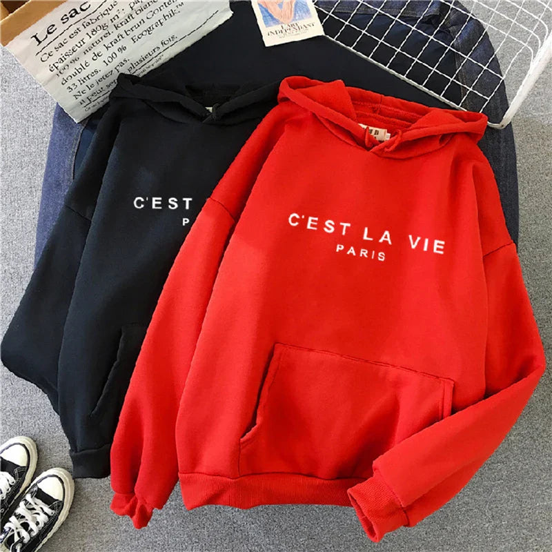 Women's Casual Print Loose Hoodie – Spring Long-Sleeve Harajuku Pullover Sweatshirt, Streetwear Style