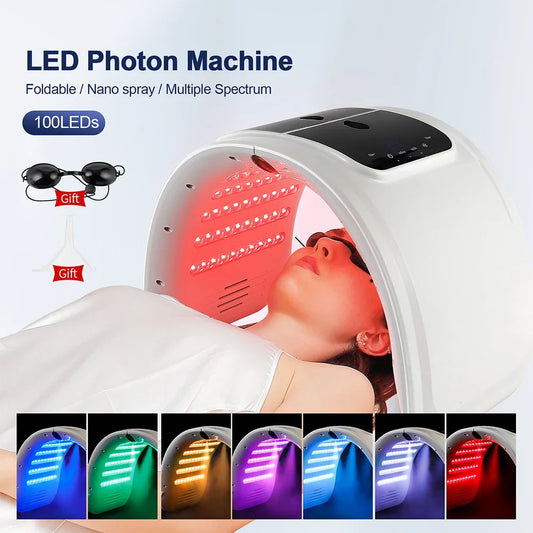 Foreverlily LED Face Mask PDT Machine – 7 Colors Light Photon Skin Rejuvenation, Facial & Body Beauty Spa with Nano Spray Mist