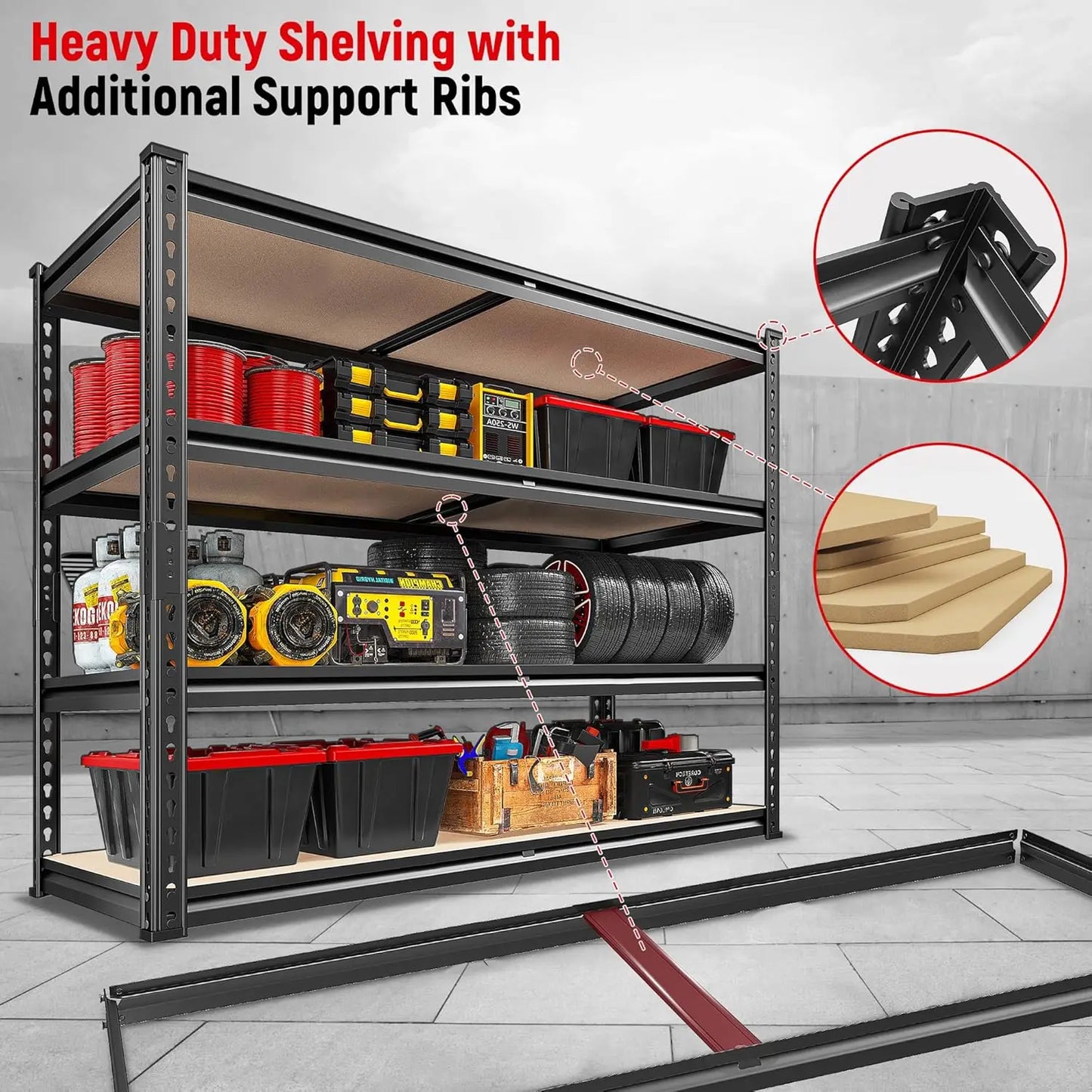 4-Tier Heavy Duty Garage Shelving – 2000LBS Adjustable Metal Storage Rack for Closet, Pantry, Utility