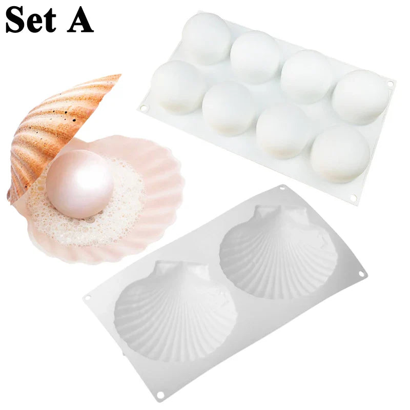 Meibum Marine Theme Silicone Cake Molds – Shell & Pearl Design, Food-Grade Baking & Cake Decorating Tools