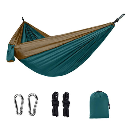 Single Person Portable Camping Hammock: High Strength Parachute Fabric Hanging Bed - Nylon Color Matching Hammock for Outdoor Adventures