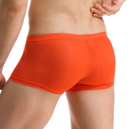 Men’s Ice Silk Seamless Boxers – Ultra-Thin Breathable Sexy Underwear Shorts for Men