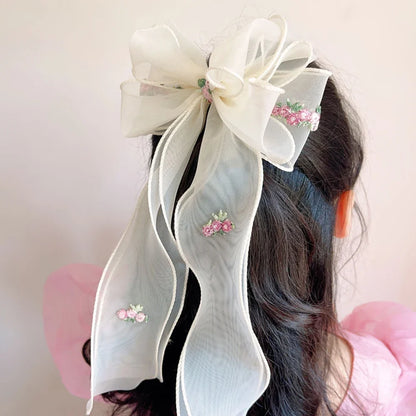 Kids Floral Braided Hair Clip - Princess Embroidered Hair Accessory for Girls’ Ponytail & Stylish Hairstyles