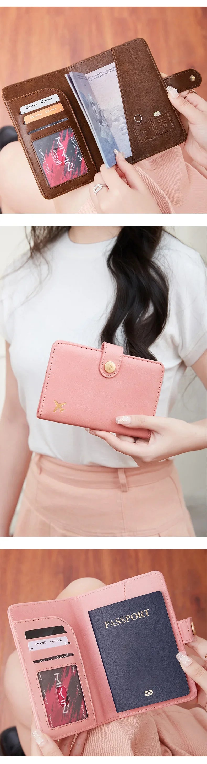 Minimalist RFID Passport Clip Multifunctional PU Leather Wallet – ID & Credit Card Holder Travel Accessory