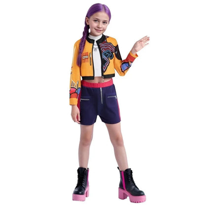 Halloween Zoey Mira Rumi Cosplay Costume — K-Pop Hunters Girl Group Idol Dress-Up Outfit for Kids