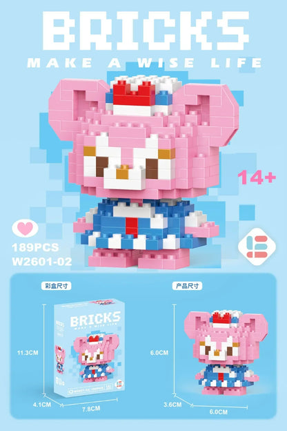 Stitch, Sanrio, and Mickey Mouse Cartoon Dolls - Micro-Particle Building Block Toys Compatible with Children's Gifts