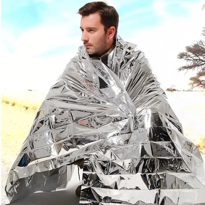 4 Pack Emergency Survival Blankets - Waterproof Windproof Thermal Foil Rescue Sheets for Camping, Hiking & First Aid Kit