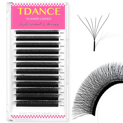 TDANCE 3D–6D Premade Fan Eyelash Extensions – W Style Faux Mink Soft Bloom Automatic Flowering Volume Lashes for Natural Salon-Quality Look