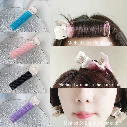 Natural Hair Root Fluffy Clips - Curly Hair Rollers and Curlers for Bangs, Lazy Korean Styling Accessories in Black