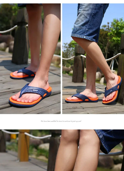 YRZL Summer Men’s Flip Flops - 2024 Soft Bottom Non-Slip Beach Sandals, Comfortable Outdoor Slide Slippers