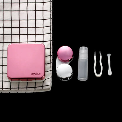 Square Contact Lens Case – Portable Travel Lens Storage & Soaking Box Holder, Solid Color Fashion Eyewear Accessory Container