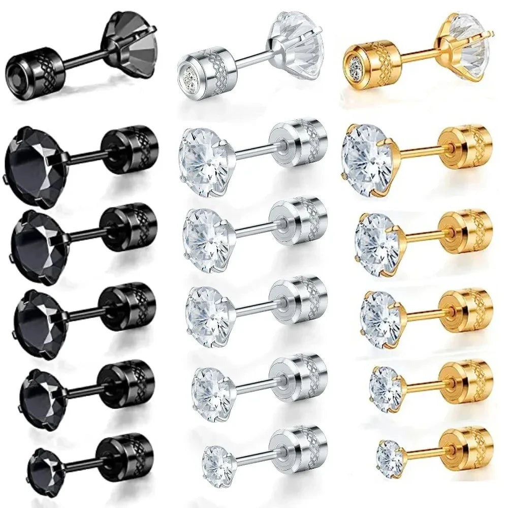 20G Titanium Stud Earrings – Hypoallergenic Tiny Cubic Zirconia Screw Back Cartilage & Tragus Piercing Jewelry