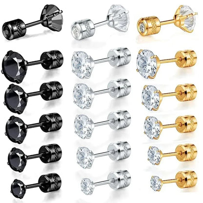 20G Titanium Stud Earrings – Hypoallergenic Tiny Cubic Zirconia Screw Back Cartilage & Tragus Piercing Jewelry