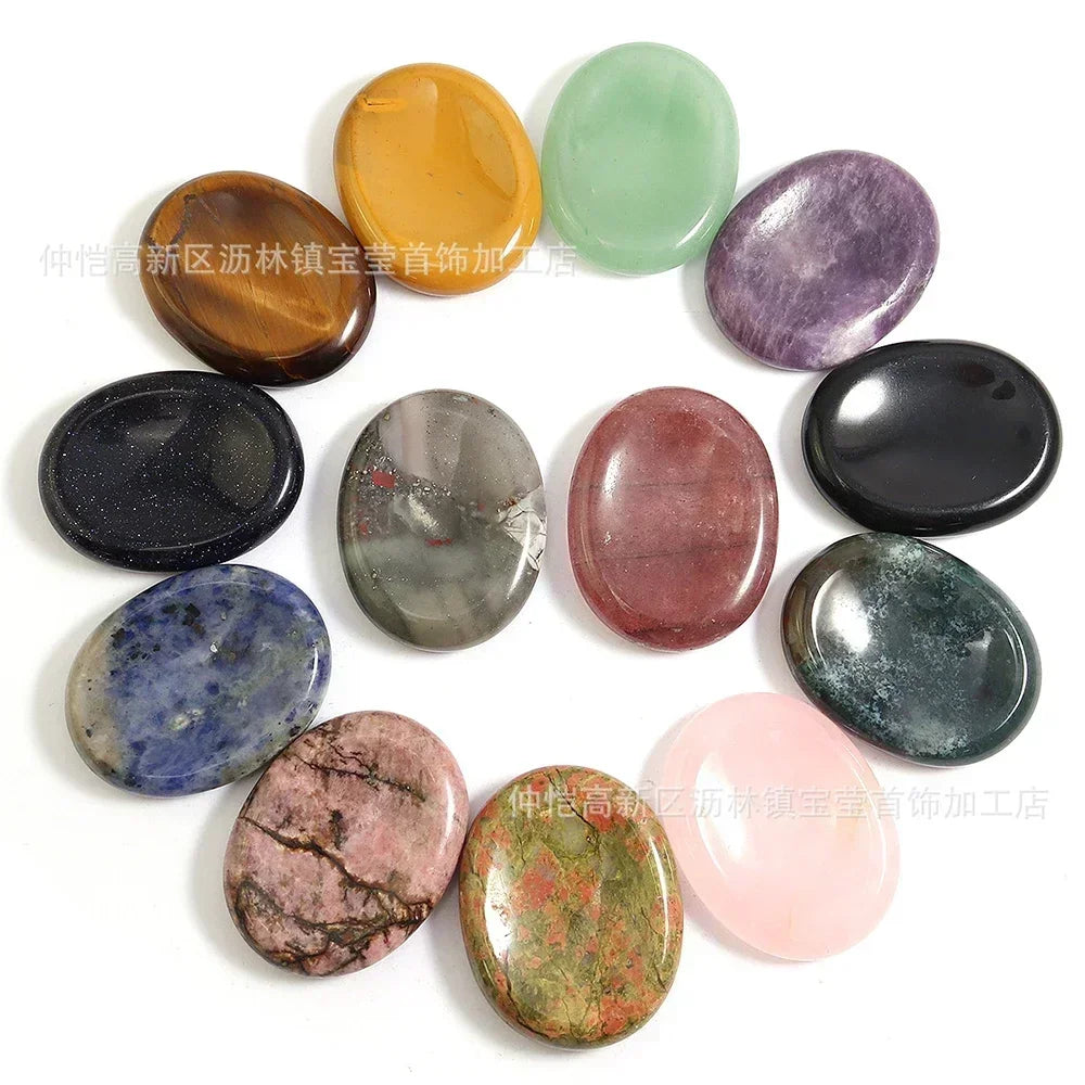 1pc Large Amethyst Worry Stone - 45x35mm Real Natural Crystal, Thumb Energy Healing Stone for Face Massage and Spa Relaxation S21