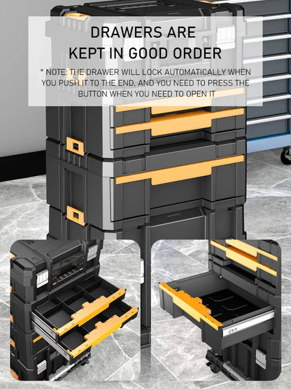 AIRAJ Stackable Modular Toolbox Set — Portable Combo ToolBox with Wheels for Space-Saving Storage & Easy Mobility