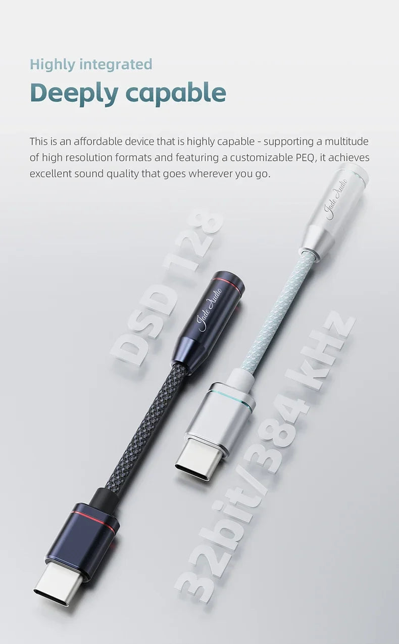 FIIO JadeAudio JA11 USB-C to 3.5mm Headphone Adapter — Hi-Res DAC Audio Cable for Phones