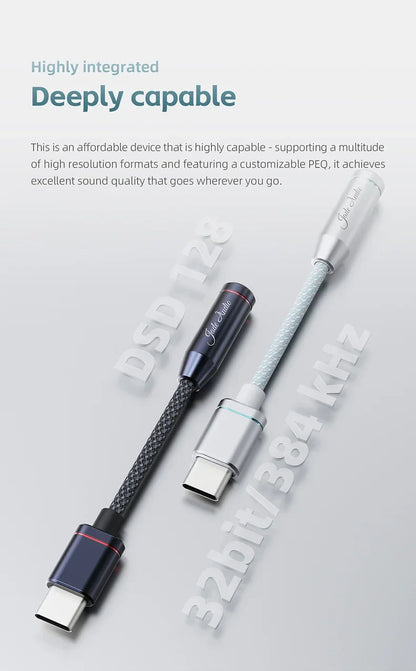 FIIO JadeAudio JA11 USB-C to 3.5mm Headphone Adapter — Hi-Res DAC Audio Cable for Phones