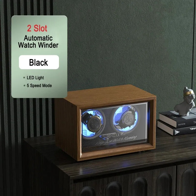 IBBETON Luxury Wood Watch Winder – High-End Automatic Watch Box (2/4/6 Slots) with Mabuchi Mute Motor & Storage Cabinet