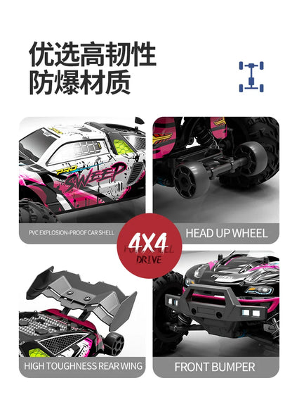1:16 4WD RC Car – 70KM/H High-Speed Drift Monster Truck with LED, Remote Control, 4x4 for Kids, WLtoys 144001