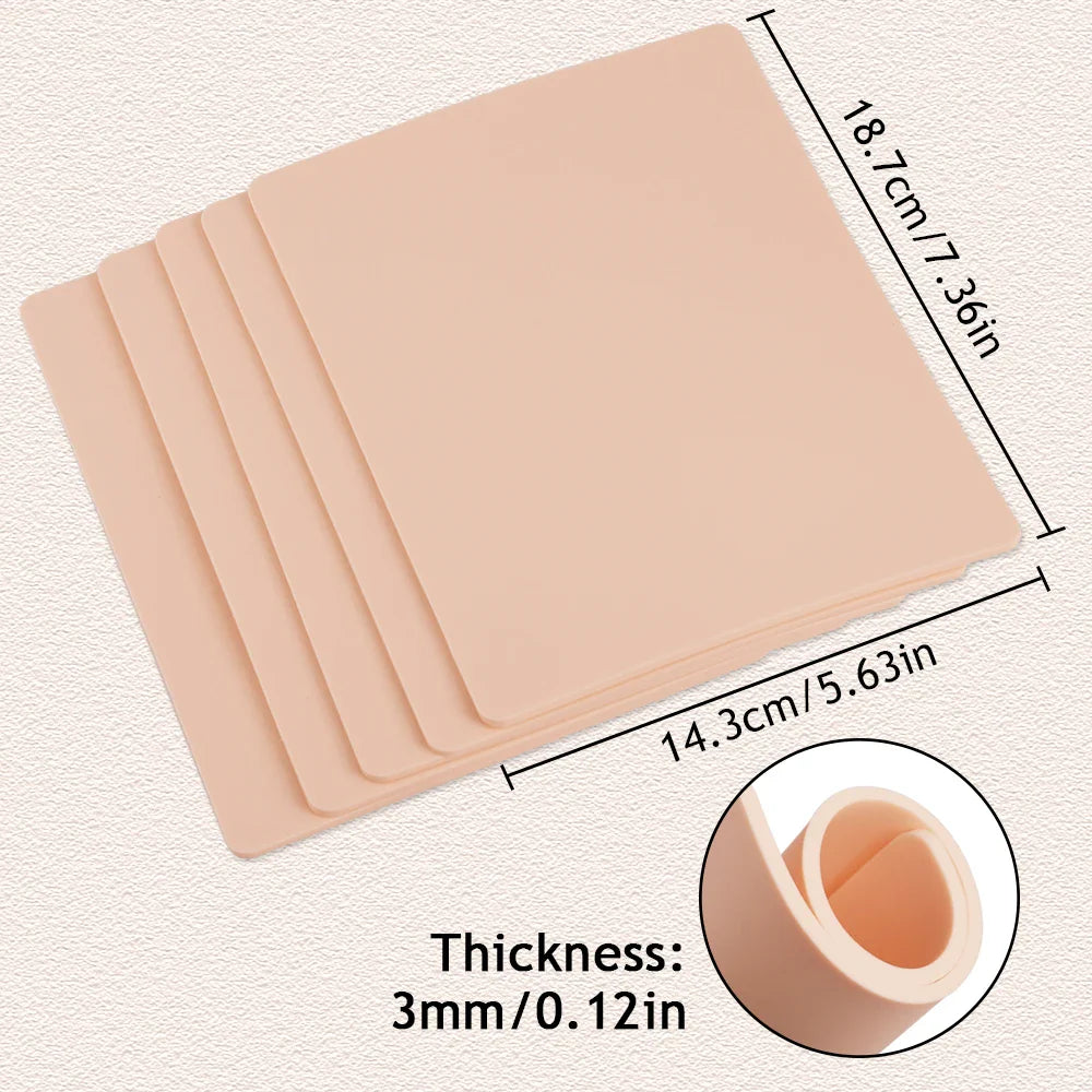 Tattoo Practice Skin Silicone 3MM – Double-Sided Permanent Makeup Training Accessory (15/10/8/5/1pcs)