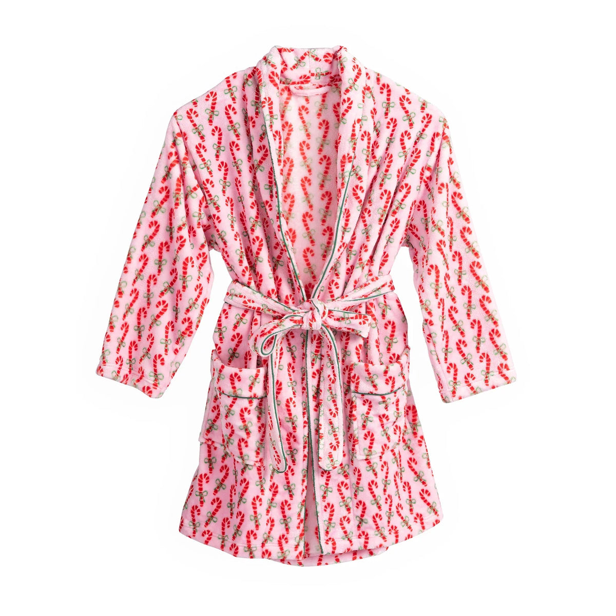 Women's Warm Flannel Bathrobe - Plush Winter Sleepwear with Heart & Stripe Print